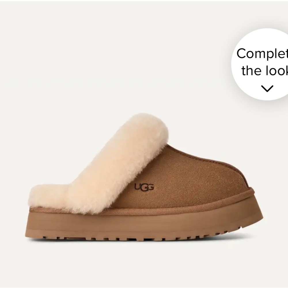 UGG Chestnut and Cream Shearling Slide Clog
